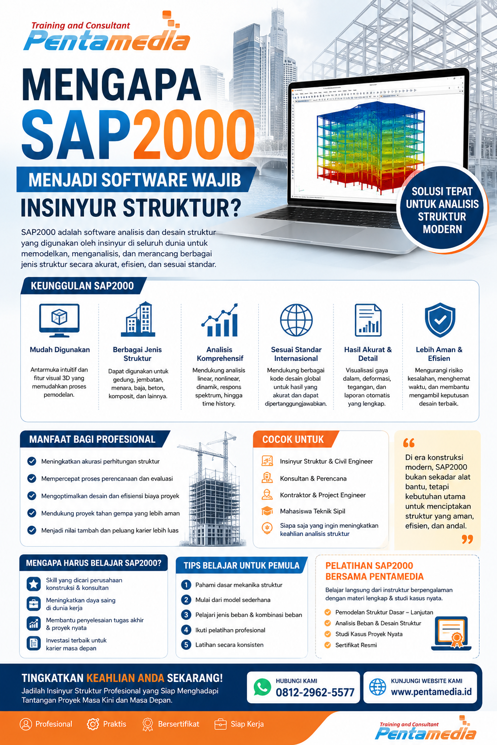 Mengapa SAP2000 Menjadi Software Wajib Insinyur Struktur? - Pentamedia Workshop
